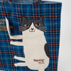 Embroidered Cat Tiny Book Tote - Blue | Kusuguru Japan - Freshie & Zero Studio Shop