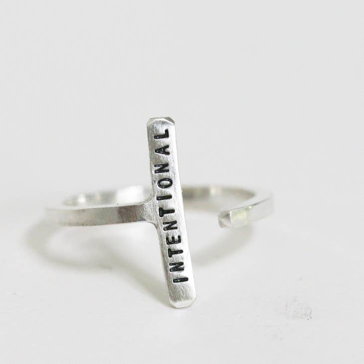 Inspirational Single Bar Ring: INTENTIONAL - Freshie & Zero Studio Shop