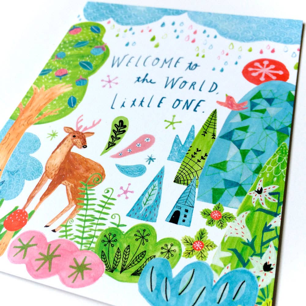 Welcome to the World Little One Greeting Card - Freshie & Zero Studio Shop