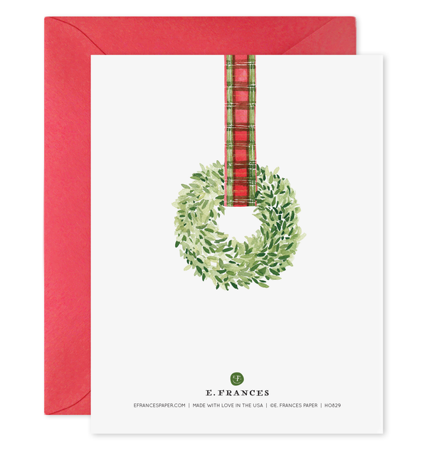 Plaid Ribbon Wreath Christmas Greeting Card - Freshie & Zero Studio Shop