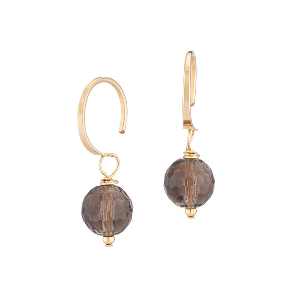 ella huggie hoops with smoky quartz - Freshie & Zero Studio Shop