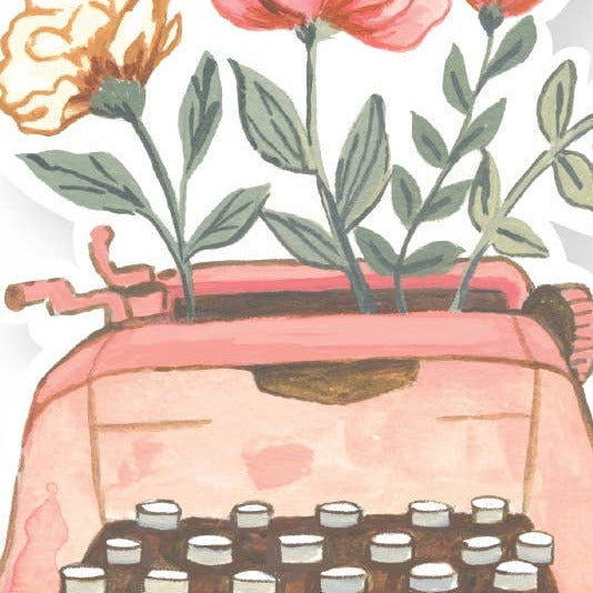 Typewriter Floral Sticker - Freshie & Zero Studio Shop