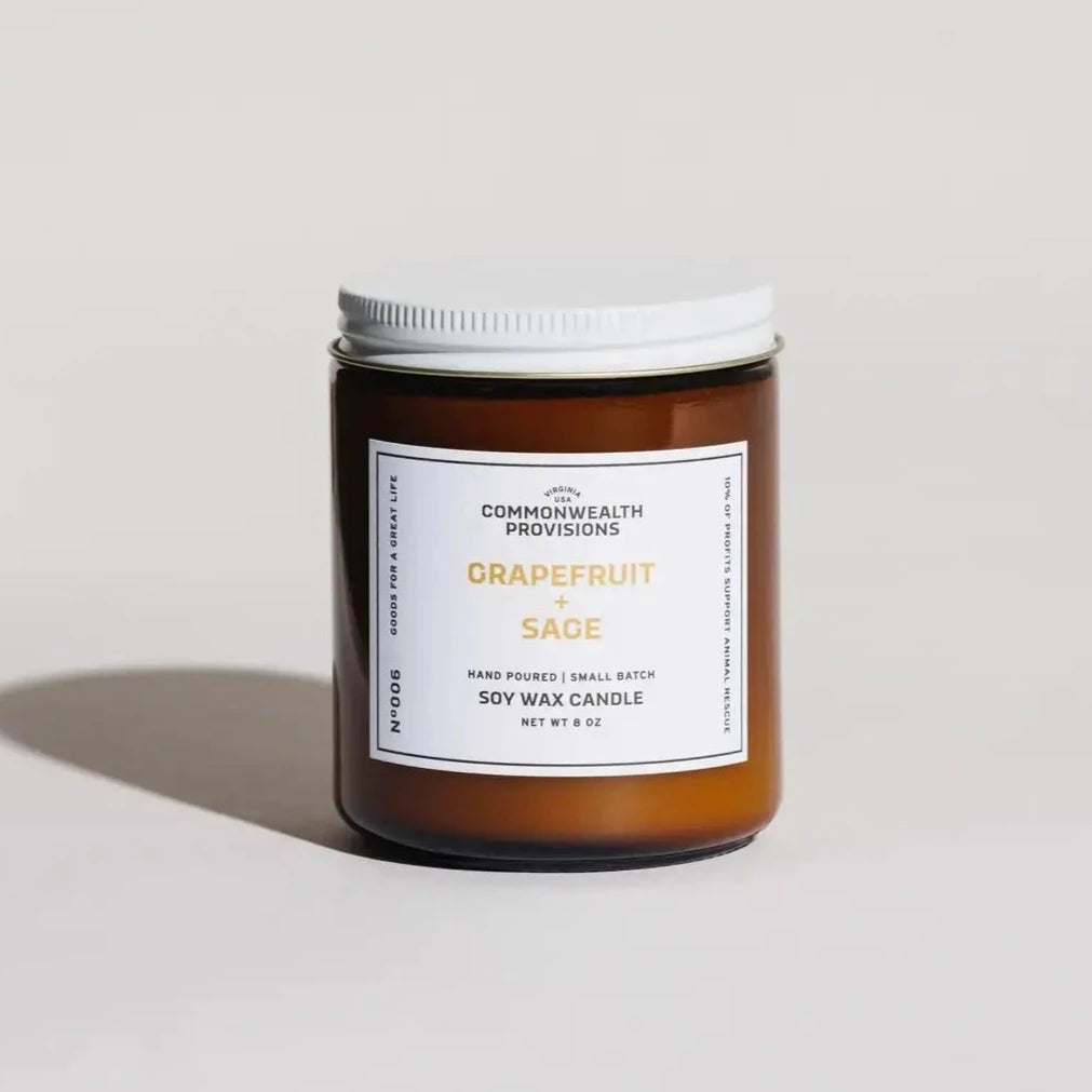 Grapefruit + Sage Soy Candle - Commonwealth Provisions - Freshie & Zero Studio Shop