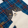 Embroidered Cat Tiny Book Tote - Blue | Kusuguru Japan - Freshie & Zero Studio Shop