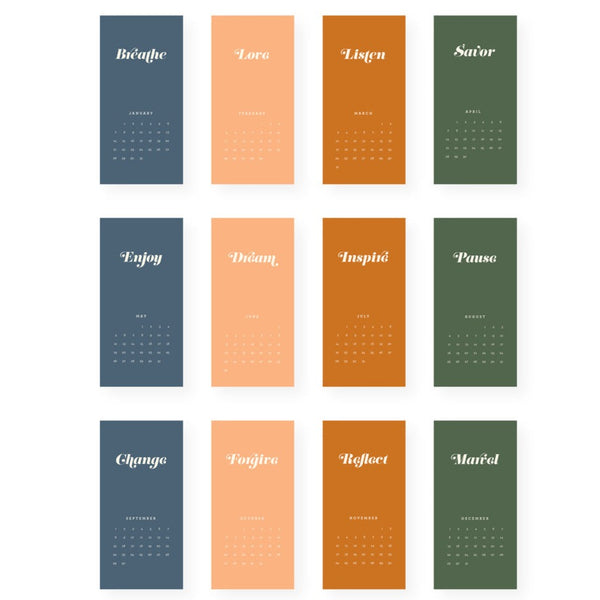 Monthly Mantra 2024 Desk Calendar - Freshie & Zero Studio Shop