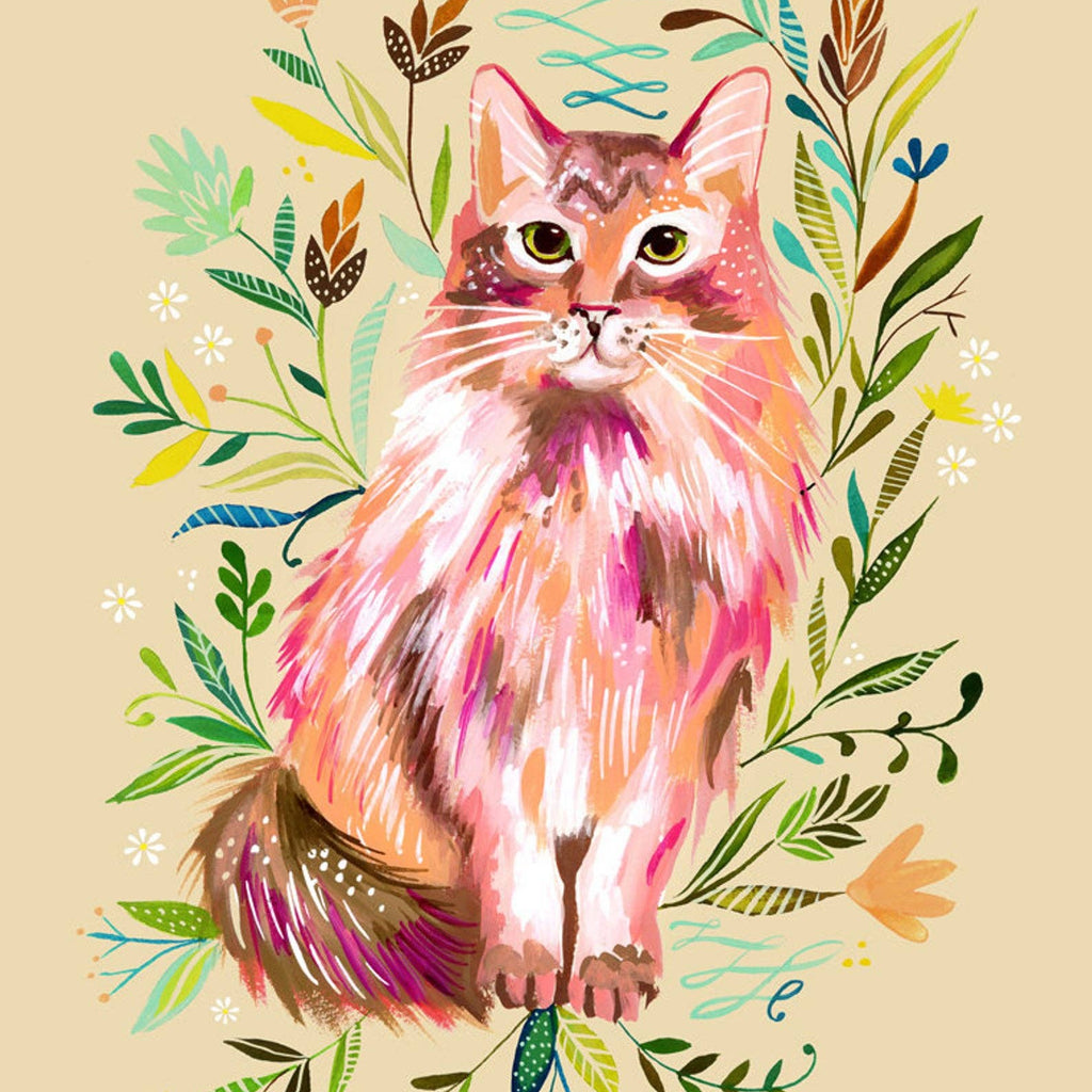 Colorful Prairie Cat art print by Katie Daisy, featuring vibrant floral and feline illustrations on a poster or print.