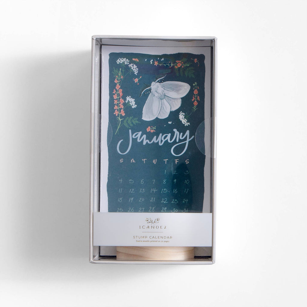 Butterfly Garden 2026 Mini Desk Calendar with Wooden Block - Freshie & Zero Studio Shop