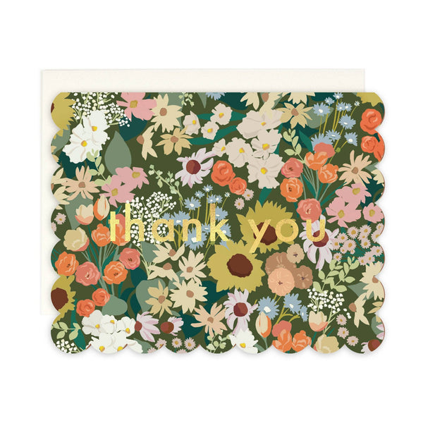 Flower Market Scalloped Thank You Card Set: Boxed Set of 8 - Freshie & Zero Studio Shop