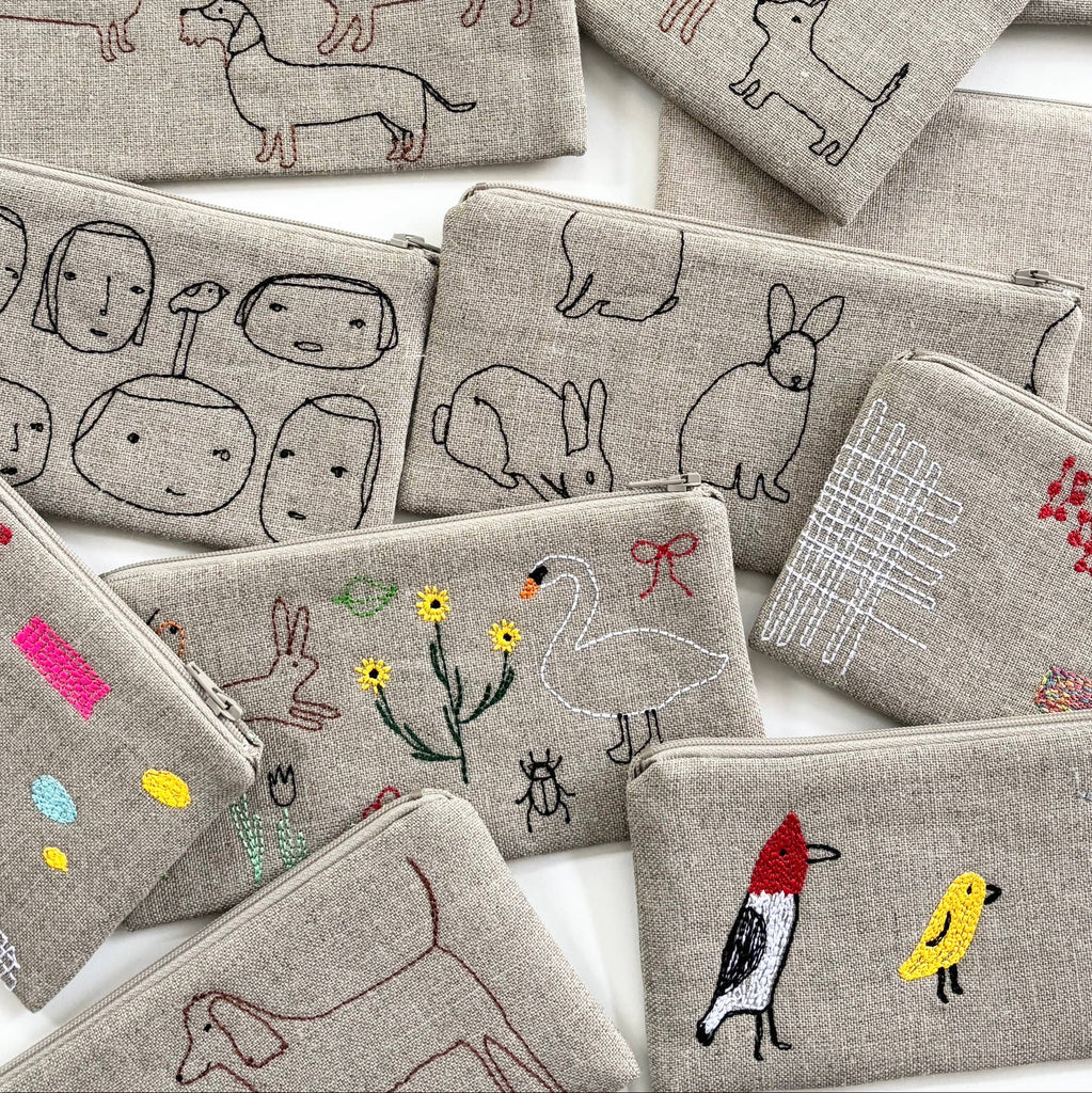 Patches Embroidered Linen Pouch - Freshie & Zero Studio Shop