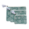 White Flowers on Minty Blue Velvet Pouch - Freshie & Zero Studio Shop
