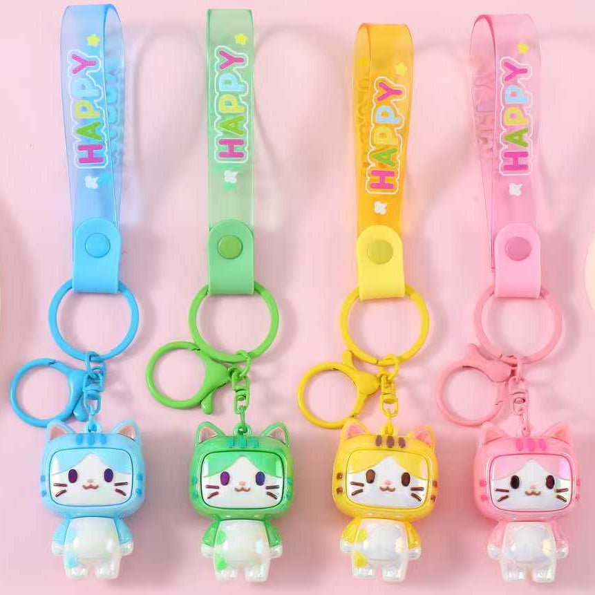 TV Cat Key Charm Keychain - Freshie & Zero Studio Shop