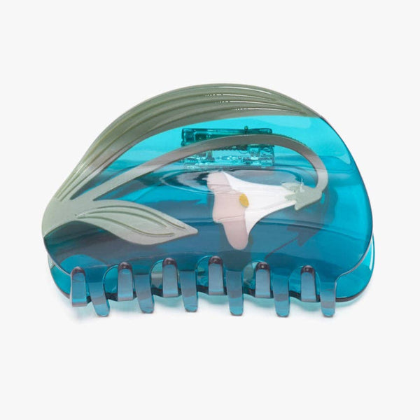 Alba White Vine Flower Teal Hair Claw - Freshie & Zero Studio Shop