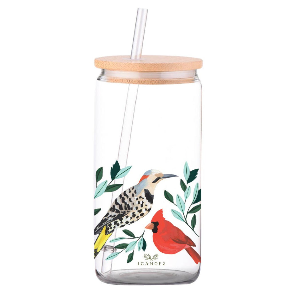 Glass Can + Lid by 1canoe2: Feathered Friends - Freshie & Zero Studio Shop