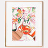 Orange Wine Floral Signed Archival Giclee Print: 8x10" - Freshie & Zero Studio Shop