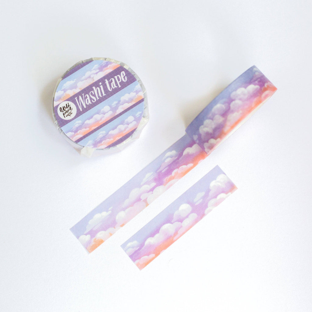 Wild Pencil Studio Sky Washi Tape showing a pattern of blue sky and clouds on paper tape for craft and decoration projects.
