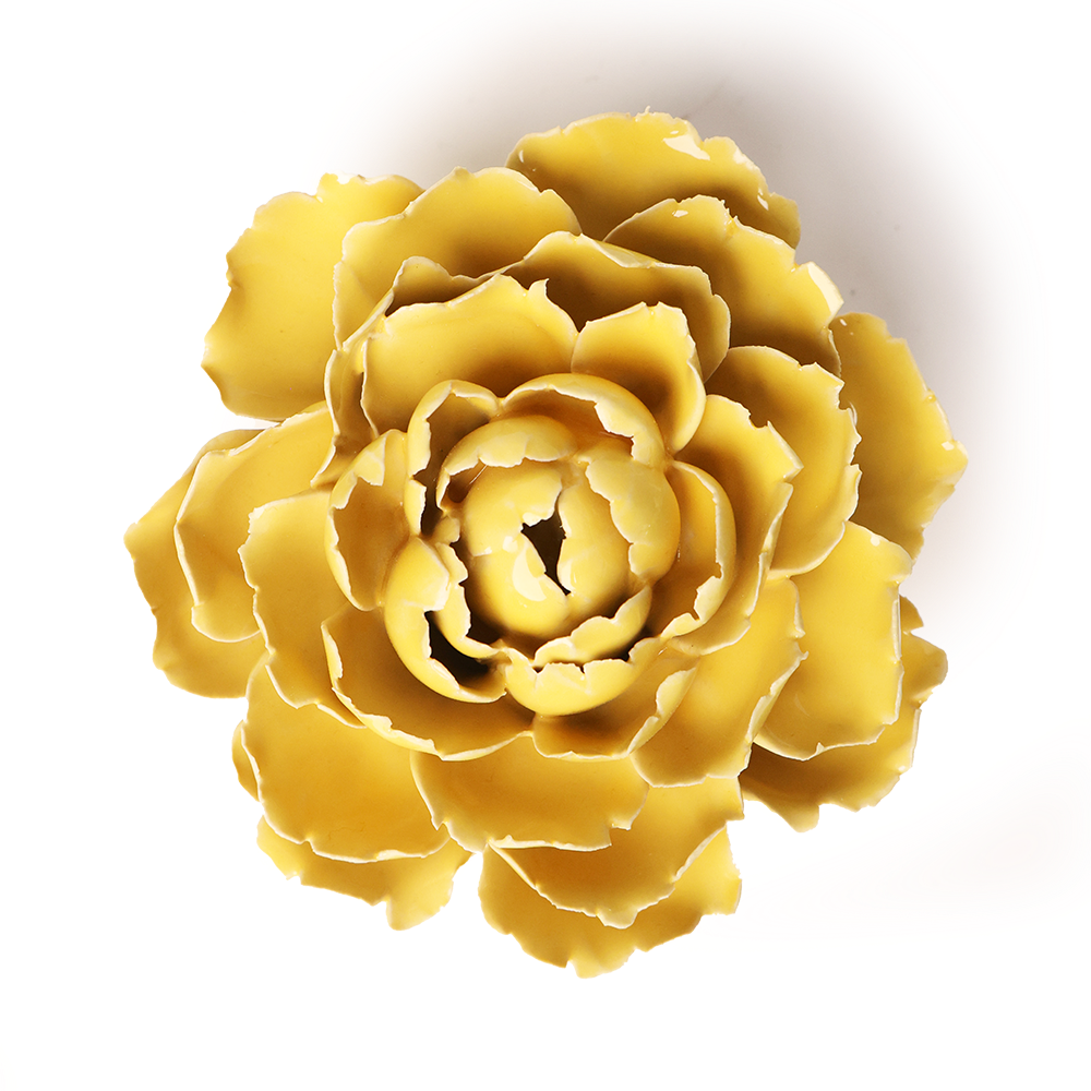 English Garden Ceramic Flower: Buttercup Yellow Peony - Freshie & Zero Studio Shop