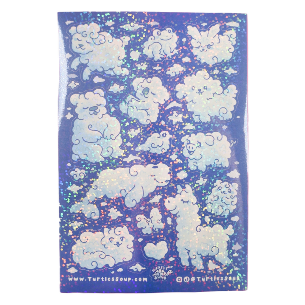 Cloud Animals Sparkly Sticker Sheet - Freshie & Zero Studio Shop