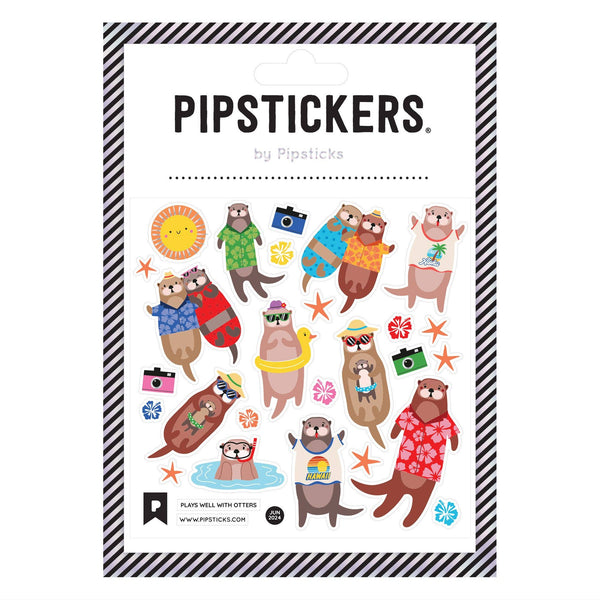 Otters on Vacation Sticker Sheet by Pipsticks - Freshie & Zero Studio Shop