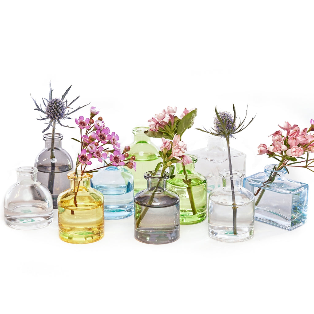 Mini Glass Bottle Bud Vase - Blue Green - Freshie & Zero Studio Shop