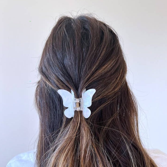 Butterfly Hair Claw: White Opal - Freshie & Zero Studio Shop