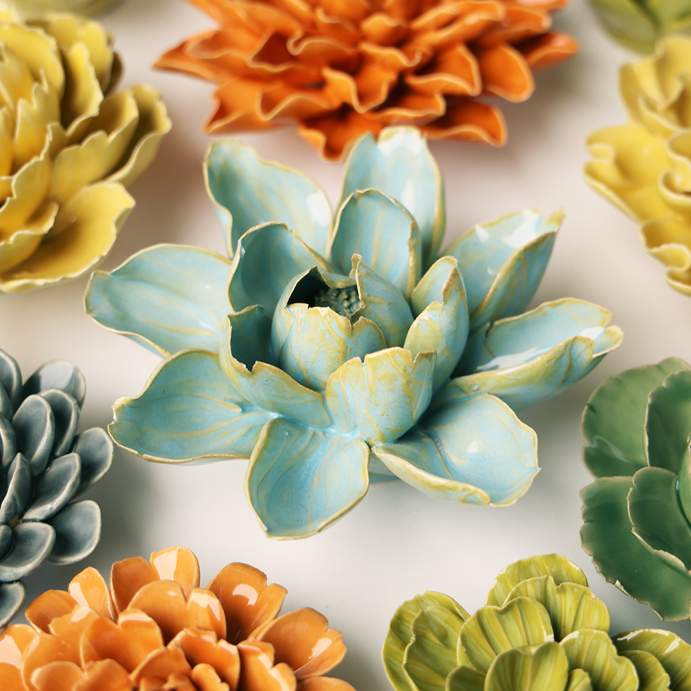 English Garden Ceramic Flower: Robin's Egg Blue Water Lily - Freshie & Zero Studio Shop