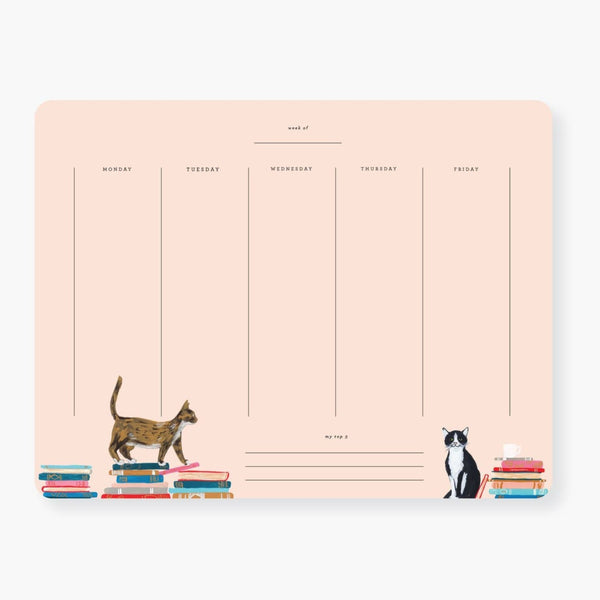 Cats and Stacks Weekly Calendar Pad - Freshie & Zero Studio Shop