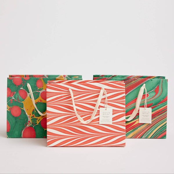 Medium Hand Marbled Gift Bags - Christmas Glitz - Freshie & Zero Studio Shop