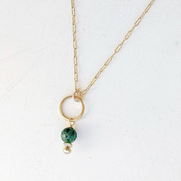 kelp green little gemstone necklace - Freshie & Zero Studio Shop