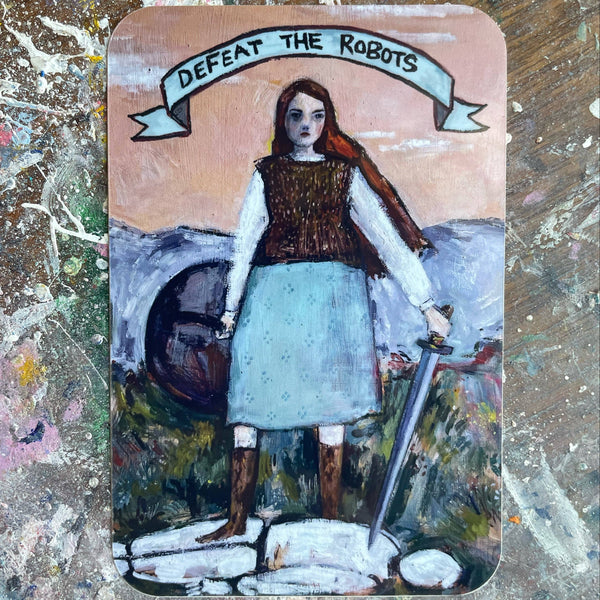 Defeat the robots: Amanda Blake Sticker - Freshie & Zero Studio Shop