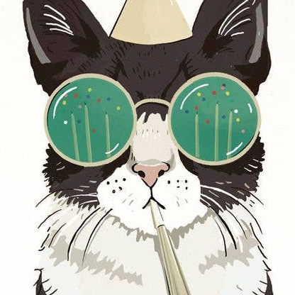 Birthday Party Cat Greeting card - Freshie & Zero Studio Shop