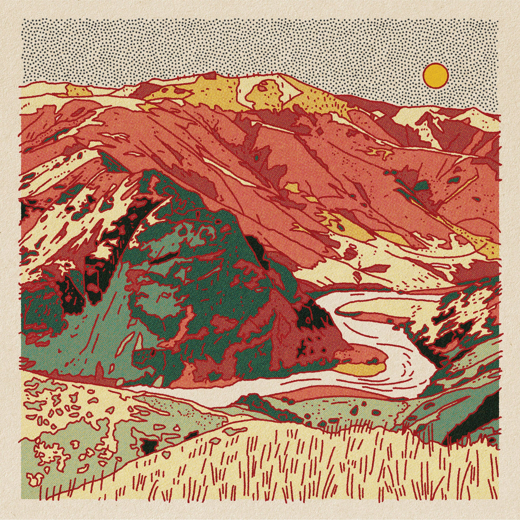 Caroline Clark Desert Mountain #19 art print featuring layered desert mountains in warm natural tones