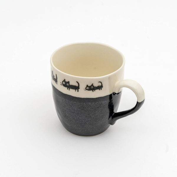 Stoneware Silly Cat Mug | Black and Beige - Freshie & Zero Studio Shop
