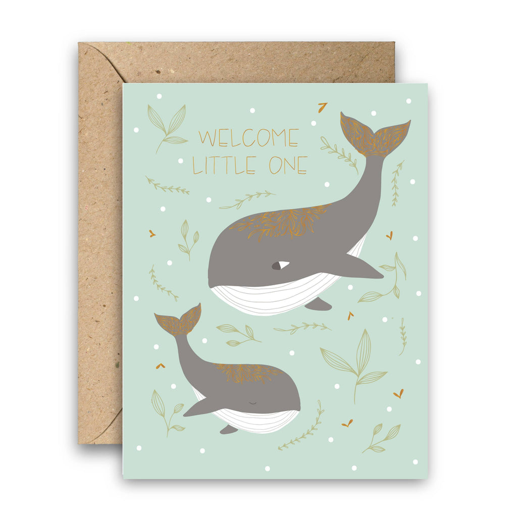 Whale Baby Shower & Ocean-Themed Foil Newborn Greeting Card - Freshie & Zero Studio Shop