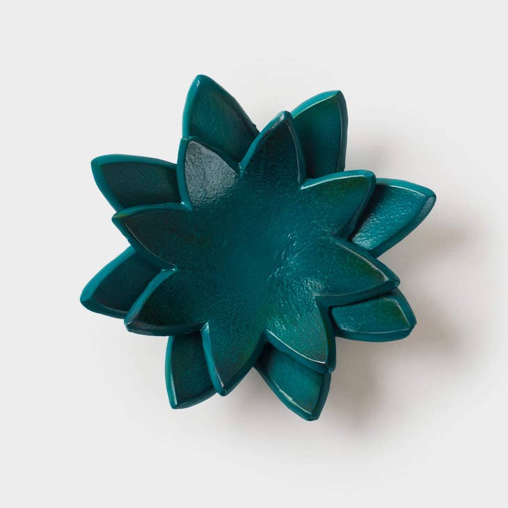 Lotus Flower Teal Green Trinket Bowl - Freshie & Zero Studio Shop