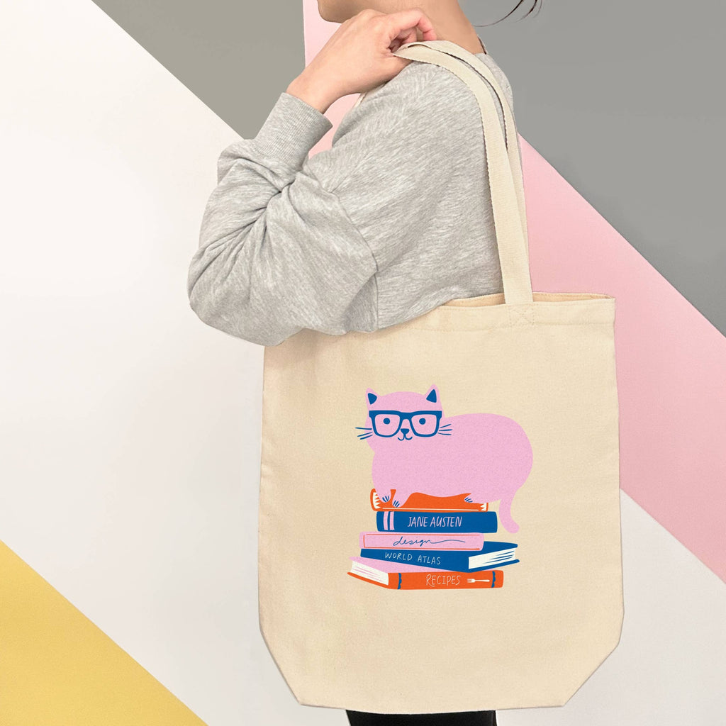 Bookish Cat Tote Bag - Freshie & Zero Studio Shop