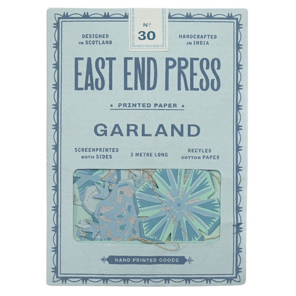 Snowflakes Screen Printed Paper Garland by East End Press - Freshie & Zero Studio Shop