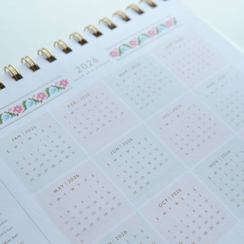 2026 Desktop Planner | Block Print Floral - Freshie & Zero Studio Shop