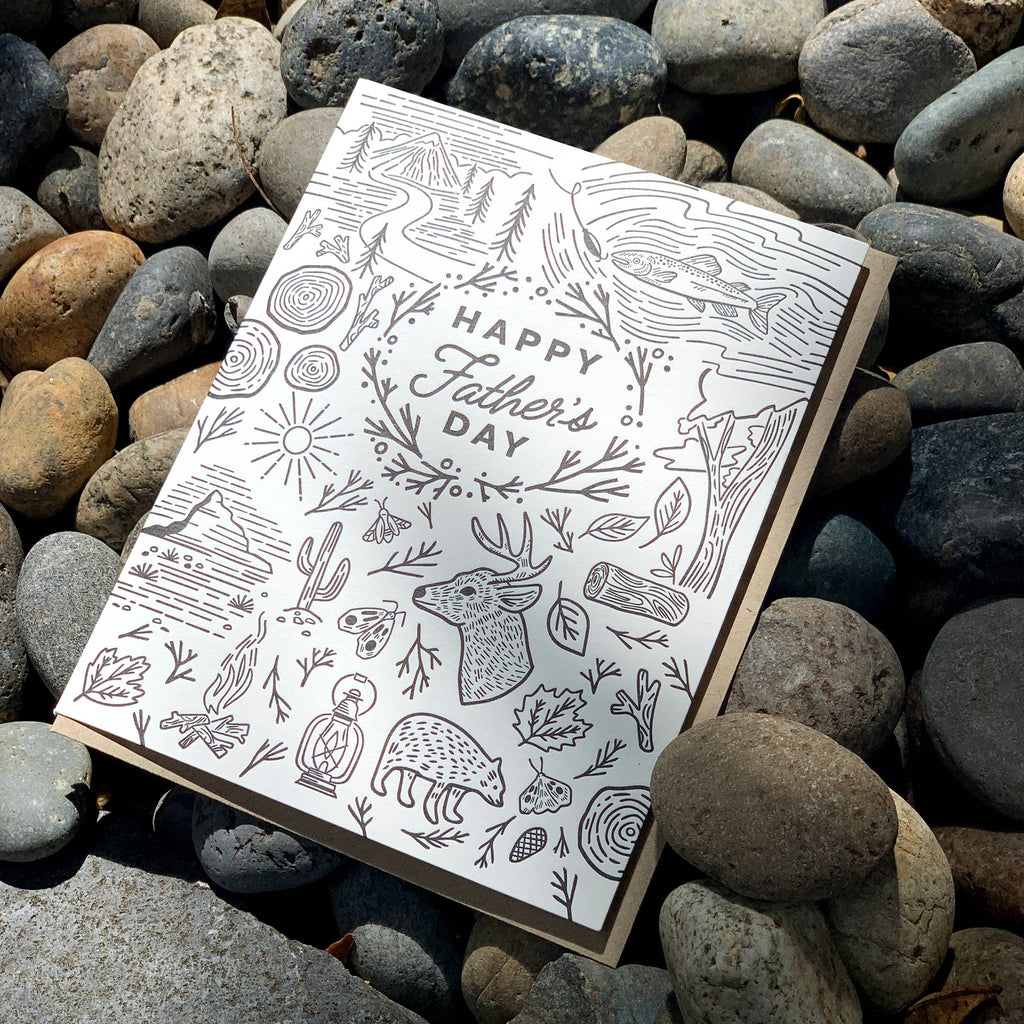 Father's Day Adventure Illustrated Outdoorsy LetterpressCard - Freshie & Zero Studio Shop
