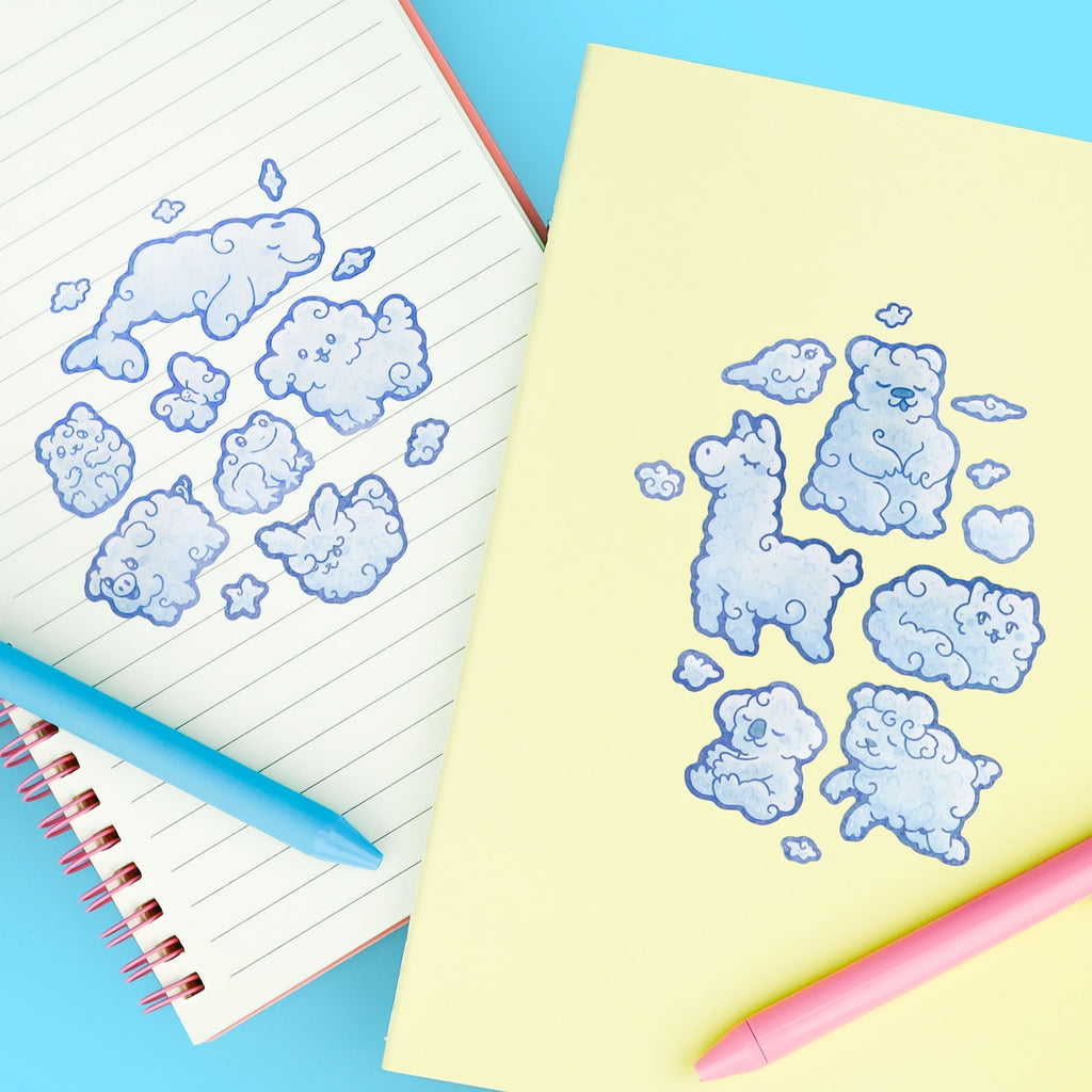 Cloud Animals Sparkly Sticker Sheet - Freshie & Zero Studio Shop