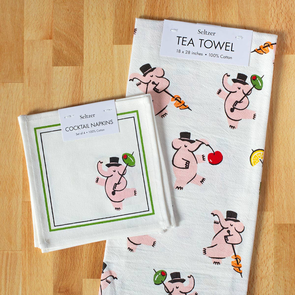Pink Elephants Cocktail Napkin Set of 4 - Freshie & Zero Studio Shop