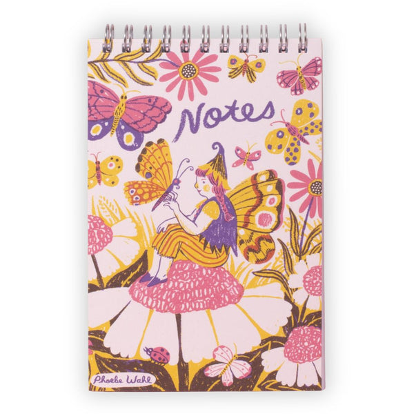 Egg Press Fairy Garden 4x6" blank spiral notepad with floral cover design, perfect for notes and sketches.
