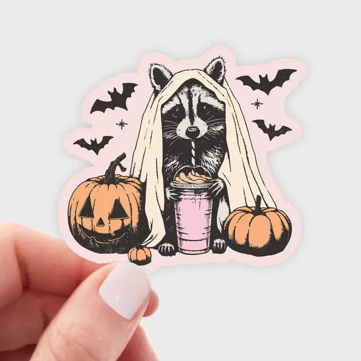 Fall Vibing Raccoon Sticker - Freshie & Zero Studio Shop