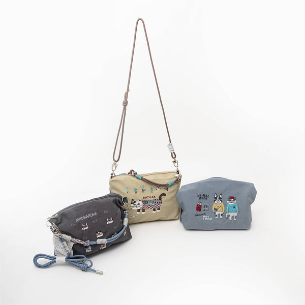 Cat Multi-Use Crossbody Bag - Gray | Kusuguru Japan - Freshie & Zero Studio Shop