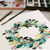 Holly Wreath Watercolor Painting Kit - Freshie & Zero Studio Shop