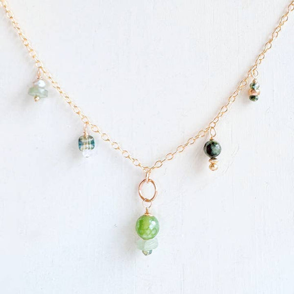green seascape gemstone charm necklace - Freshie & Zero Studio Shop