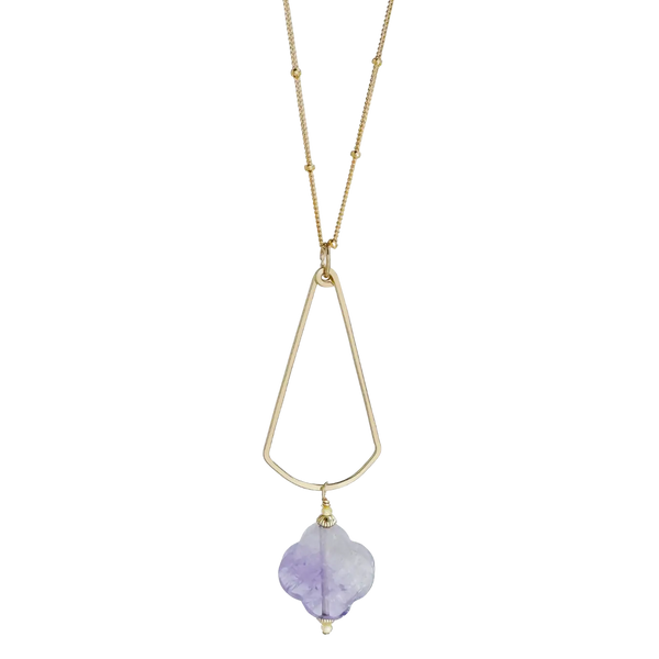 Gold Long Fan Necklace - lilac - Freshie & Zero Studio Shop