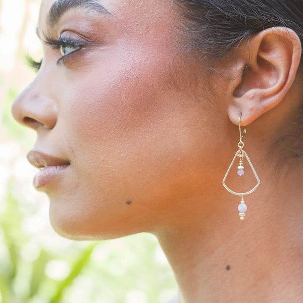 Golden Fan Earrings - lilac, yellow - Freshie & Zero Studio Shop