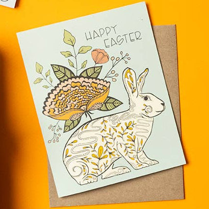 Easter Blossom Bunny – Spring Floral Greeting Card - Freshie & Zero Studio Shop