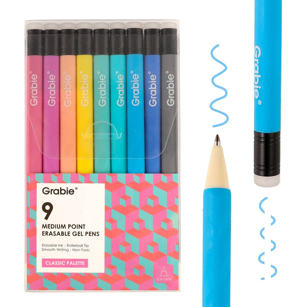 Medium Point Erasable Gel Pen Set of 9 - Freshie & Zero Studio Shop