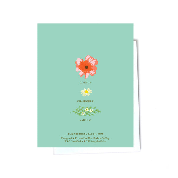 Cosmos & Yarrow Blank Greeting Card - Freshie & Zero Studio Shop